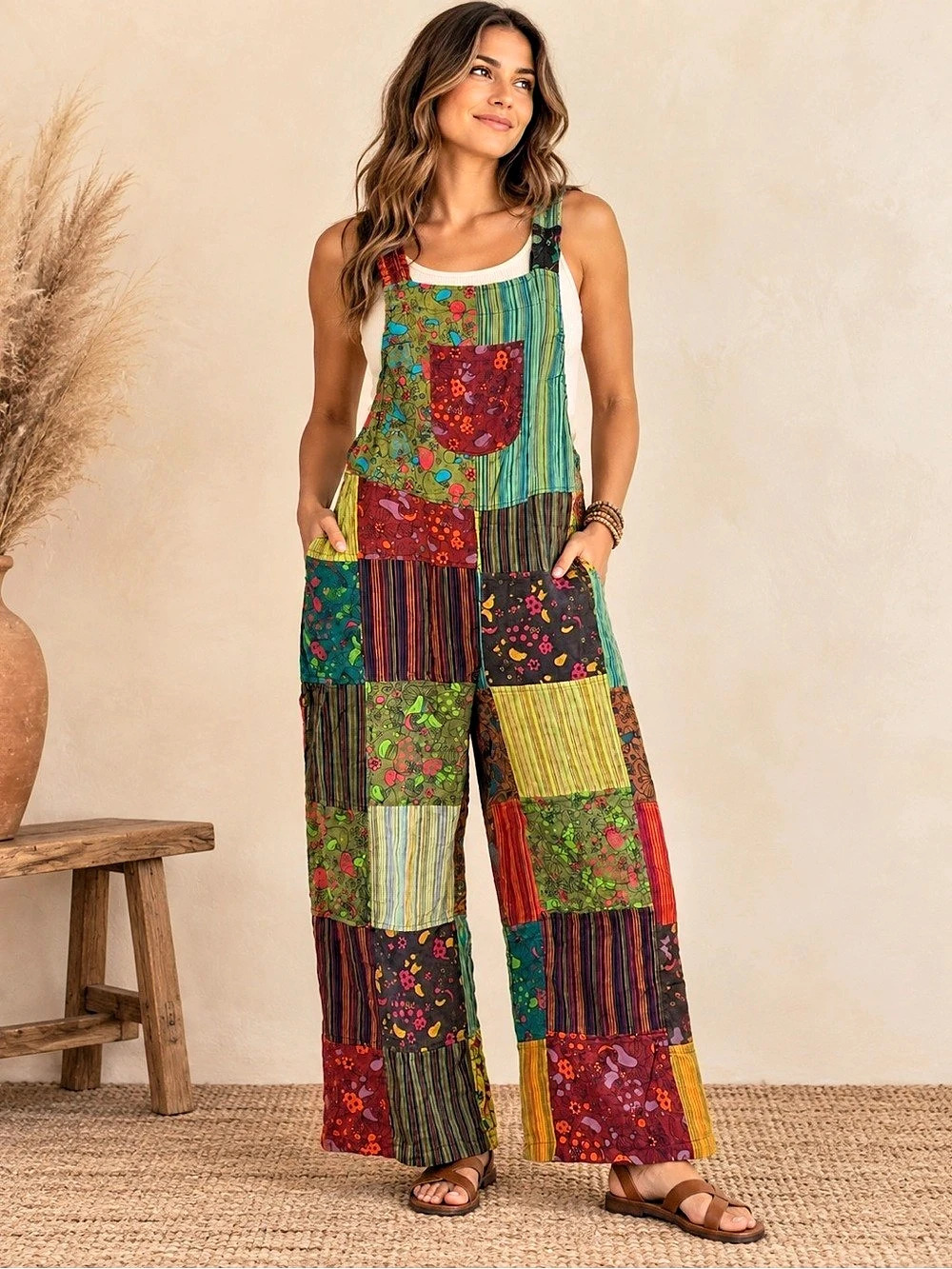 Kathmandu Women's Patchwork Wide Leg Jumpsuit in Multicolor